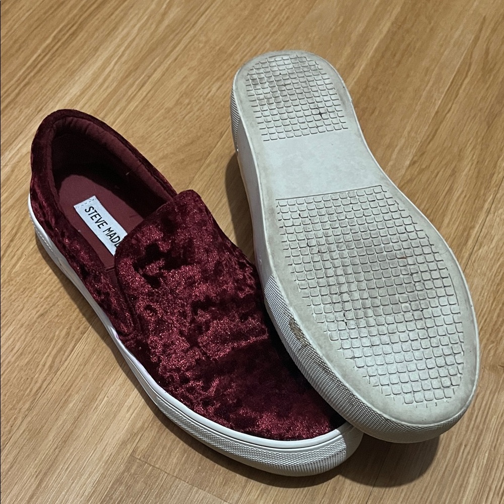 Steve Madden Women’s Velvet Loafers - Deep Red